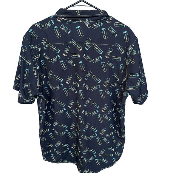 Truly Shirt Mens Large Black Hard Seltzer Button Up Drinking All Over Print - Picture 2 of 11